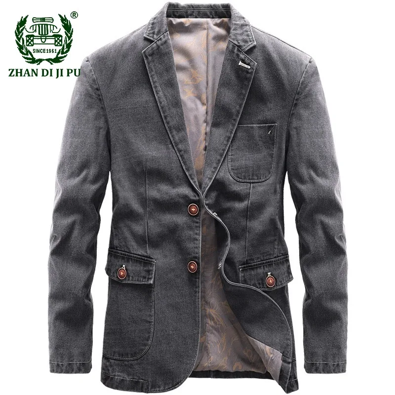Mens Denim Blazers Oversized Male Outerwear Spring Autumn Slim Streetwear Casual Suit Jacket Coats Blazer for Men Clothing