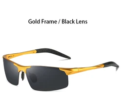 AORON Men's Polarized Aluminum Sport Sunglasses - UV400 Anti - Glare Protection - M (Gold Black)