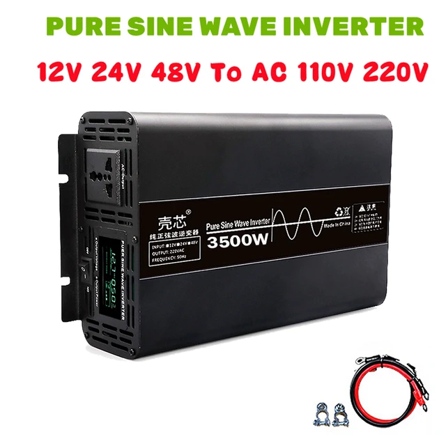 Inversor de onda sinusoidal pura para exteriores, convertidor de potencia  de 3000W, 12V, 220V, adaptador de 12V ~ 220V, 3000W - AliExpress