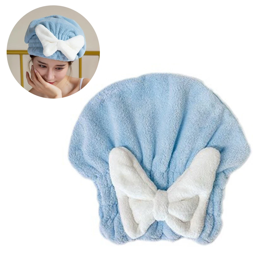 Description Picture 4 of itemFast Drying Hair Turban Wrap Towels Shower Cap Quick Dry Magic Hair Turban Wrap Bow-Knot Shower Cap for Girls/Women