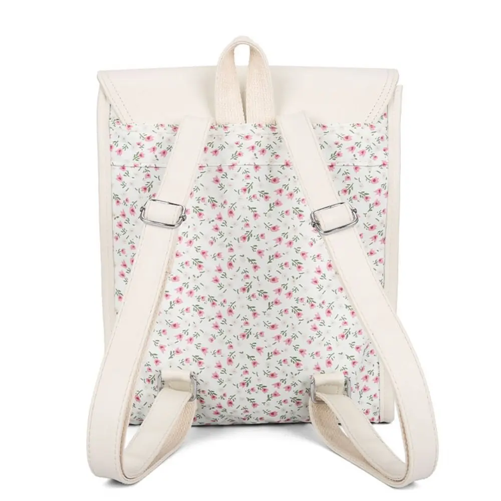 Handbag Fashion Flap Backpack Large-Capacity Aesthetic PU Leather Flip School Bag College Style Square Flower School Bagpack 3