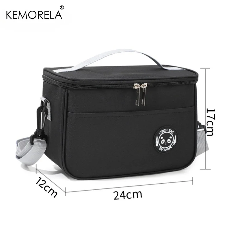 Thermal Oxford Fabric Insulated Lunch Bag with Crossbody Strap and Zipper Closure
