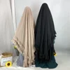 Eid Long Khimar Headscarf Muslim Ruffles Hijabs Turban Arab Abaya Turkey Headdress Ramadan Djellaba Prayer Garment Islam Niqab