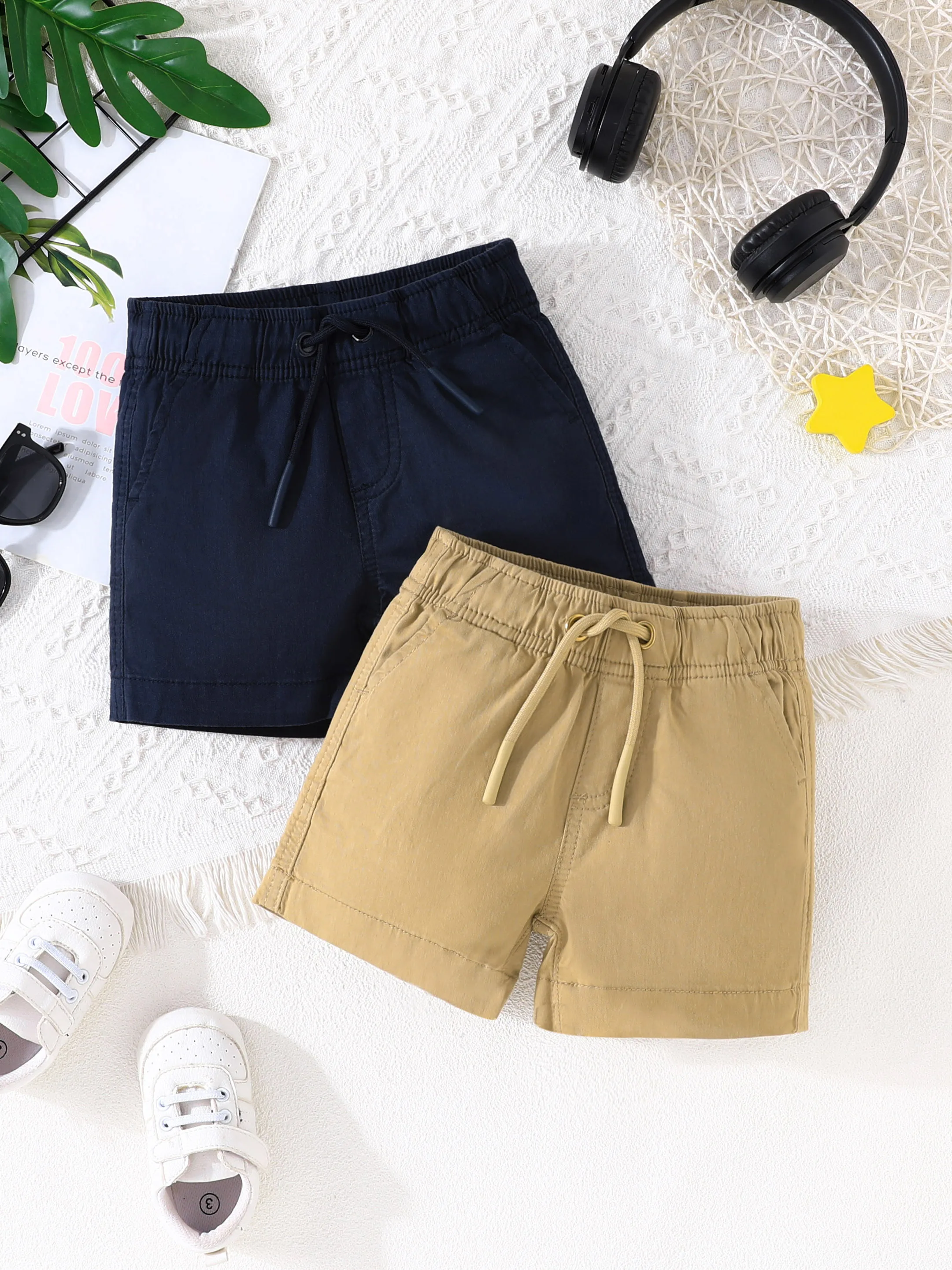New Children School Uniform Shorts Kids Summer Cotton Chino Shorts Formal Solid Navy Sand 0-12Years Old