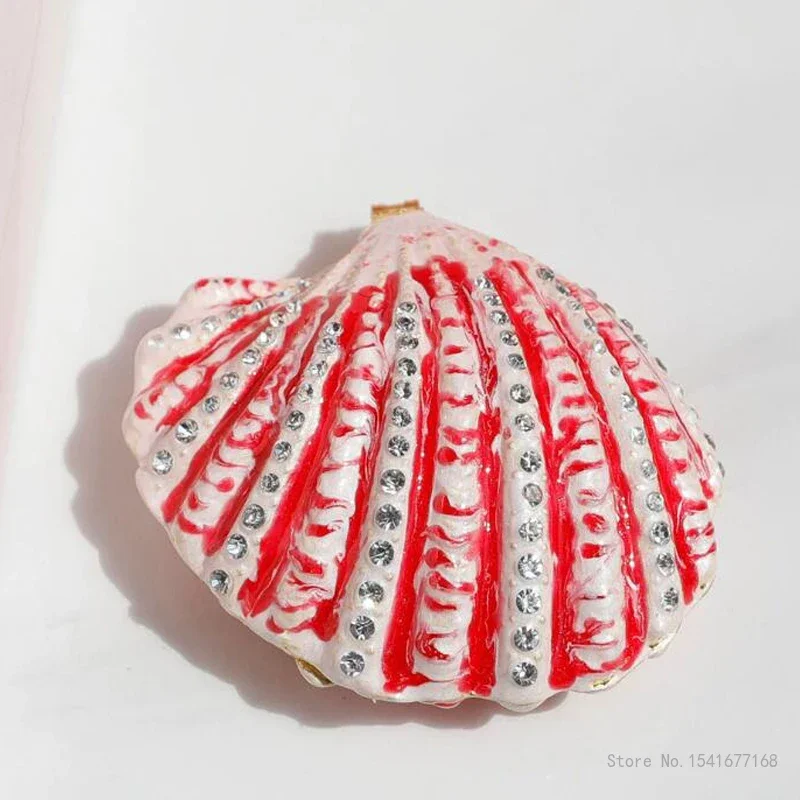 Creative Jewelry Boxes Necklaces Earrings Rings Storage Home Bedroom Decoration Velvet Shell Shaped Empty Bead Treasure Box, 1PC