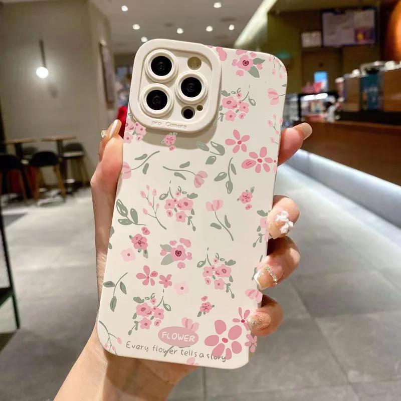thumbnail image 1 of Funda de teléfono con patrón de rama de flores para iPhone 16, 15, 14, 13, 12, 11 Pro Max, XS, XR, 7, 8 Plus, funda de silicona suave mate a prueba de golpes, 1 of 4