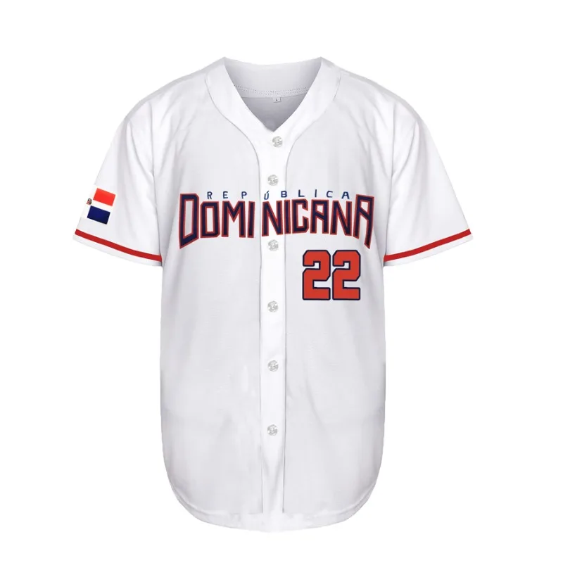 Camisas masculinas Dominicana número 22, estilo hip hop dos anos 90, com botões e costura aparente._voghion.com