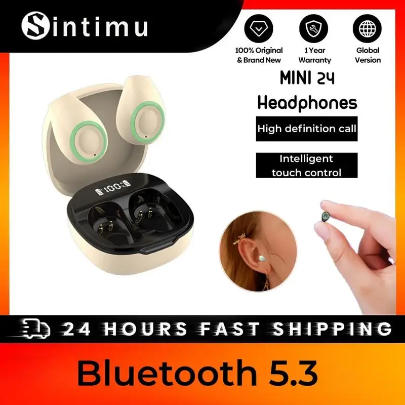 

Миниатюрные невидимые беспроводные наушники TWS Bluetooth 5,3 Hi-Fi стерео умные шумоподавляющие водонепроницаемые спортивные наушники с большим радиусом действия