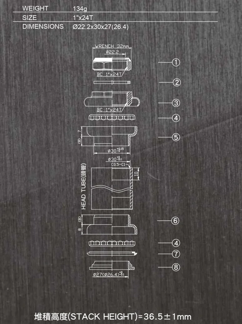 Neco-編組折りたたみ自転車ヘッドセット,22.2mm,25.4mm,30mm