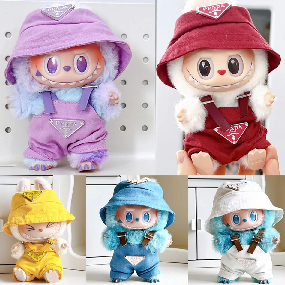 For 17cm v1v2 Labubu Clothes Labubu Sitting Party Hat Bib
