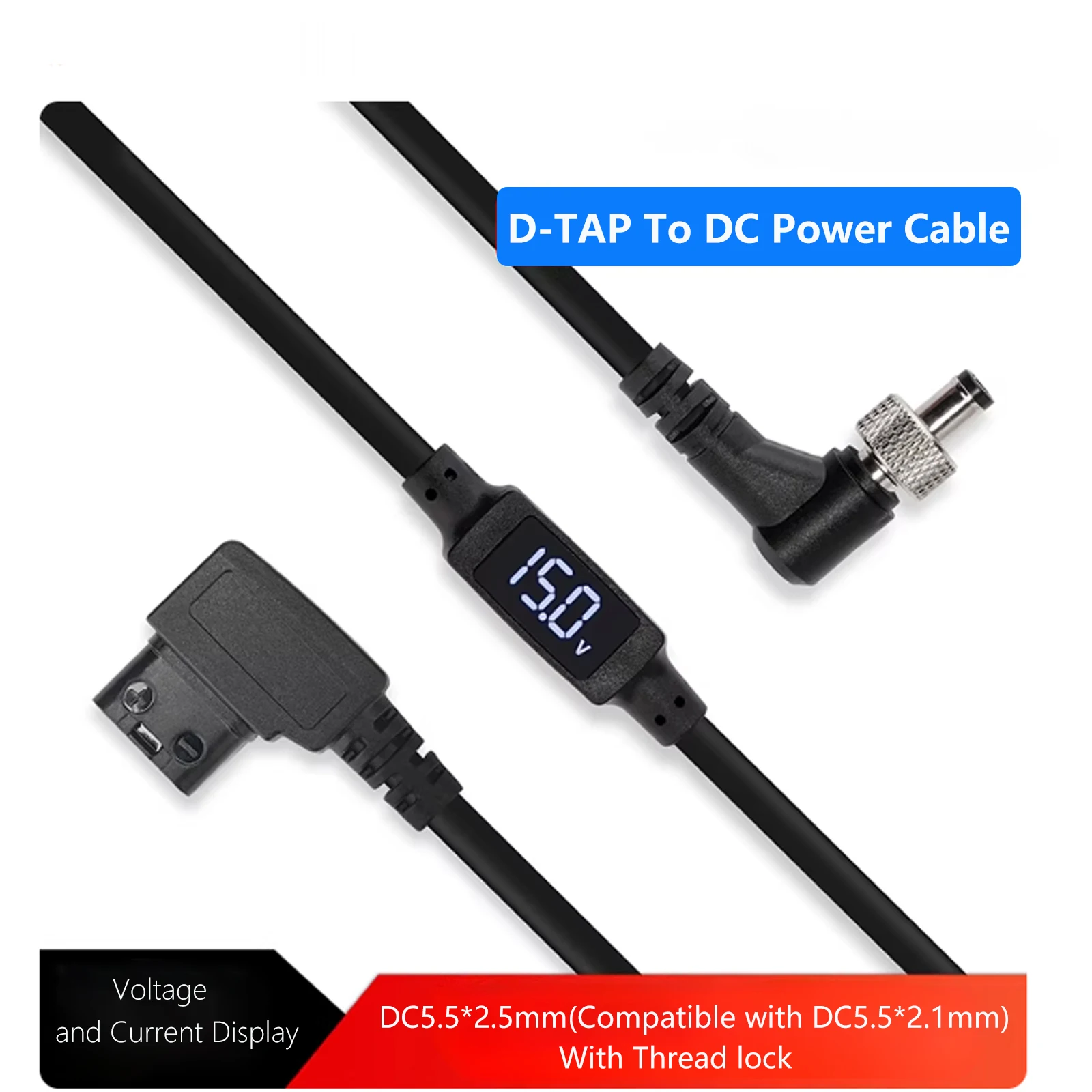 D-TAP-DC 전원 케이블 DTap Male-5.5x2.5mm DC 모니터 공급 케이블 Bmcc Bmpc용 잠금 장치가 있는 전원 와이어