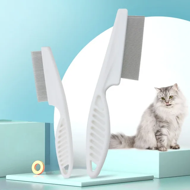 Flea Comb Dog Cat Hair Removal Brush Stainless Steel Dense Teeth Comb Pet Dematting Grooming Cleaning Supplies for Dog and Cat