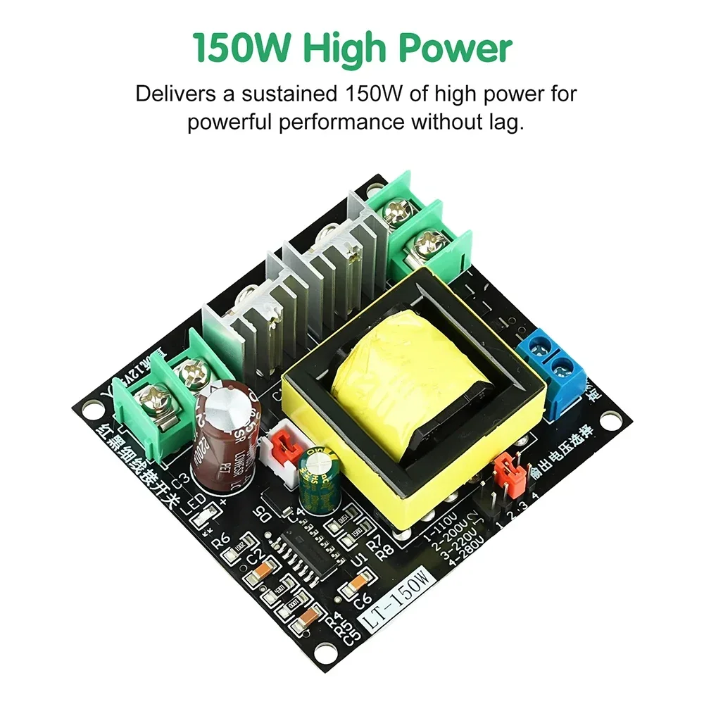 Convertitore Boost Inverter 150W da DC 12V a AC 110V 200V 220V 280V, Modulo di Alimentazione Step-Up ad Alta Frequenza - immagine 3