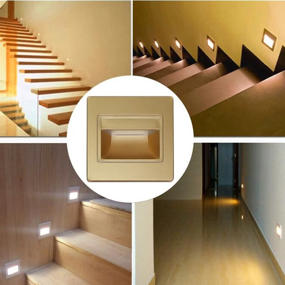 86X86mm Recessed Led Stair Light 1.5W Night Wall Corner Lamp Sconce For Stairway Step Ladder Corridor Hallway Pathway Footlight 6