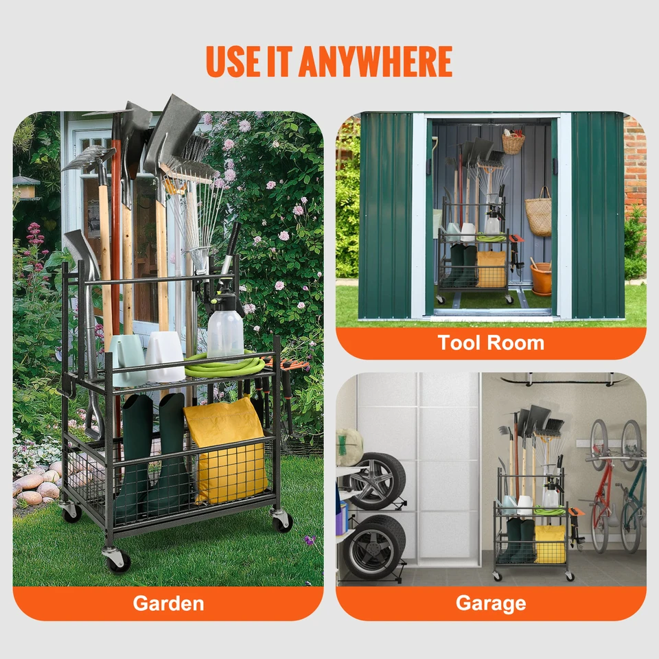 Organizzatore Da Parete Per Attrezzi Da Giardino – Barra In Metallo 172 Cm Con Ganci, Per Garage E Capannone
