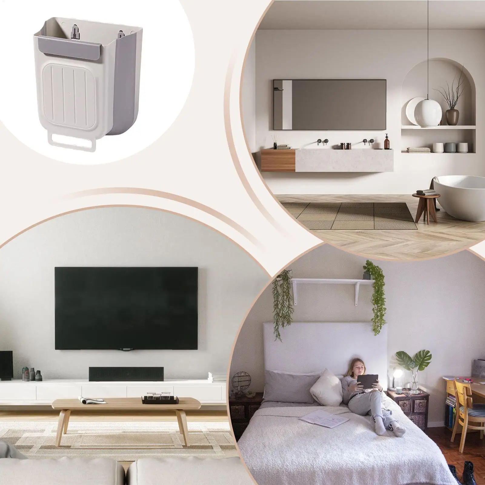 벽걸이형 쓰레기통 11L 접이식 쓰레기통 캐비닛 도어 쓰레기통 주방 욕실 사무실 거실 침실용