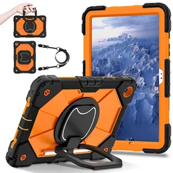Heavy Duty Rotating Case with Stand, Handle Grip, and Neck Strap - A11Plus SM - X230 X236 (Black - Orange)