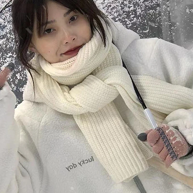Milk White Scarf New Women's Winter Korean Version Versatile Warm Scarf 2