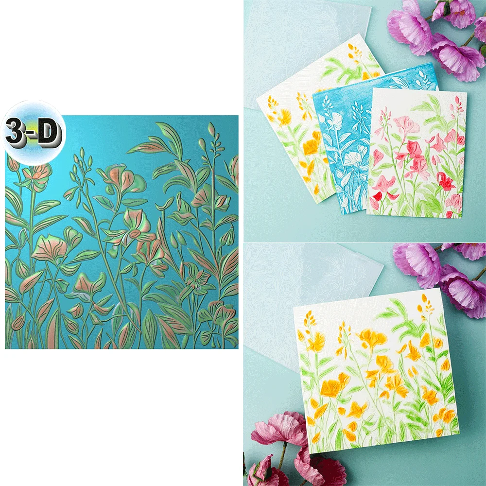 Sweet Pea Meadow 3D Embossing Folder for Card Making & Scrapbooking ...