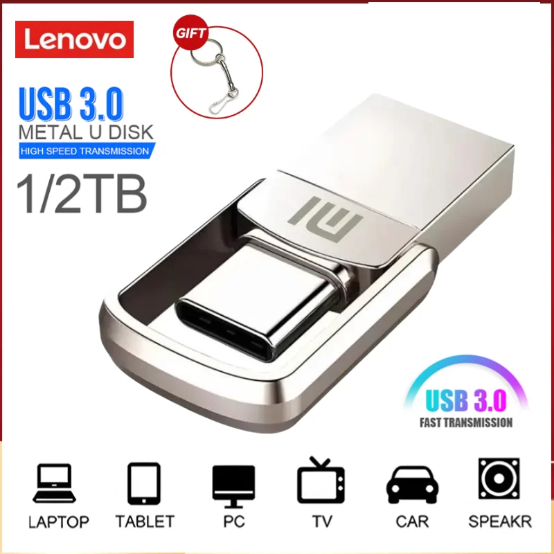 Lenovo 2Tb 3.0 Usb Flash Drive 1Tb Real Capacity Usb Pen Drive 512Gb 256Gb 128Gb Pendrive Impermeabile In Metallo Usb C Flash Drive