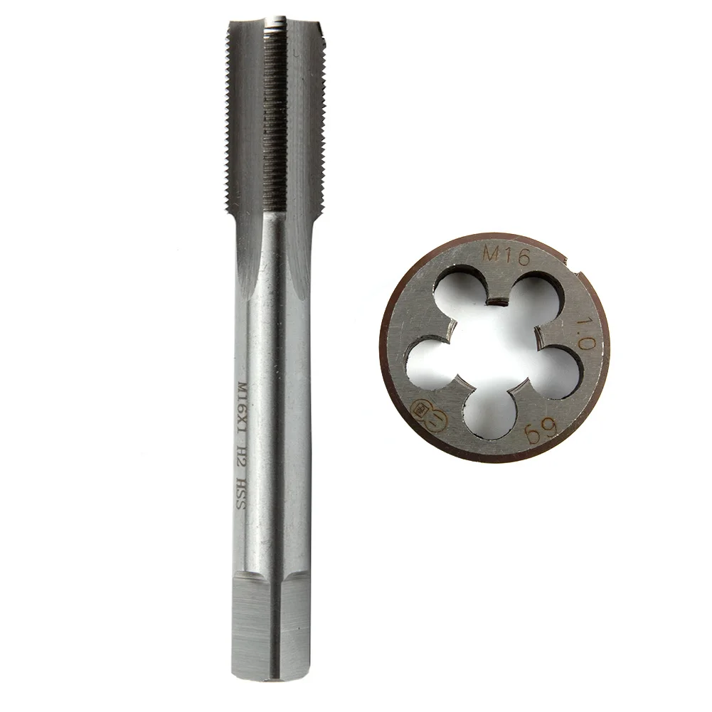 HSS 1mm 탭 & M16x1mm 다이 메트릭 나사산 오른손잡이용 고속강 탭 및 다이 세트 가공/목공 밀링 머신 공구