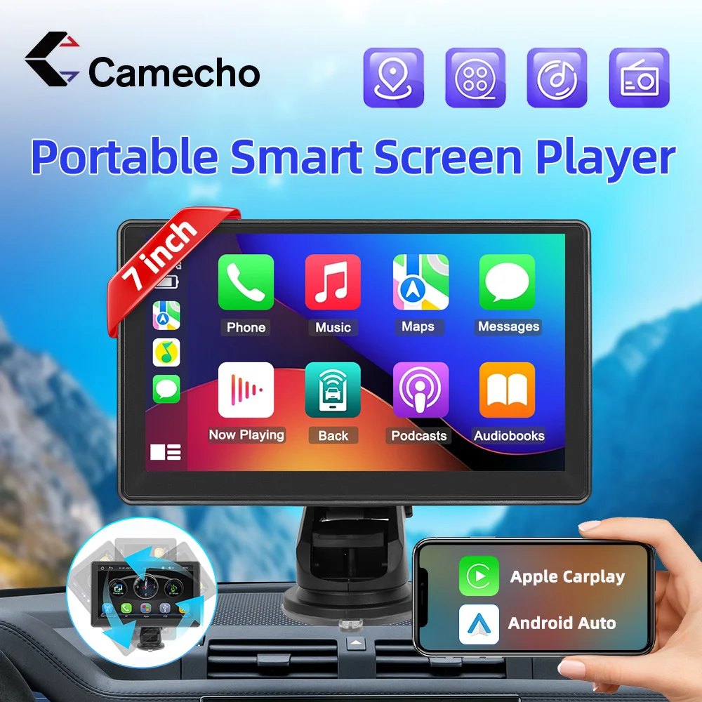 

Camecho 7 "сенсорный экран беспроводной Carplay MP5 Портативный Умный плеер поддерживает Android Авто Bluetooth Универсальный 2din автомобильный мультимедиа