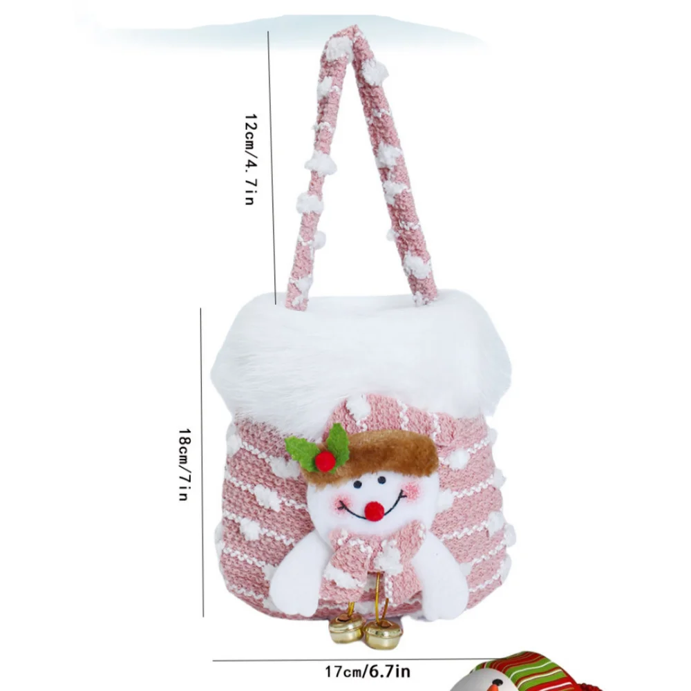Christmas Gift Bags Knitted Snowflake Velvet Handbag Candy Tote Bag Snowman Santa Claus Children Apple Gift Storage Bags