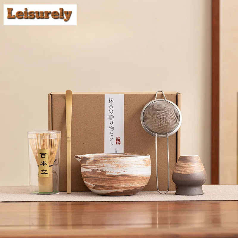 Japanese Coarse Pottery Tea Set Complete Set Matcha Stirring Brush Japanese Matcha Set Kit Tea Making Tea Holder Tea Ceremonial
