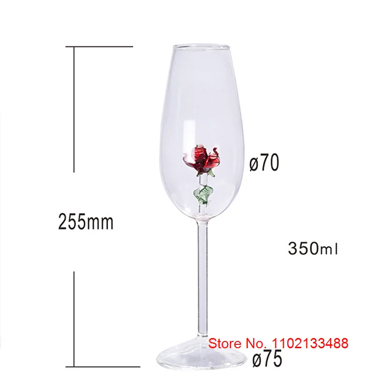 Crystal Champagne Glass With Rose Inside Creative Wine Gift Wedding Party Wine Glasses Romantic Champagne Flutes Bordeaux Goblet