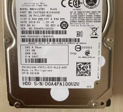 For MBD2147RC 0X143K 0G731N 146GB 2 5 inch 10K SAS server hard drive