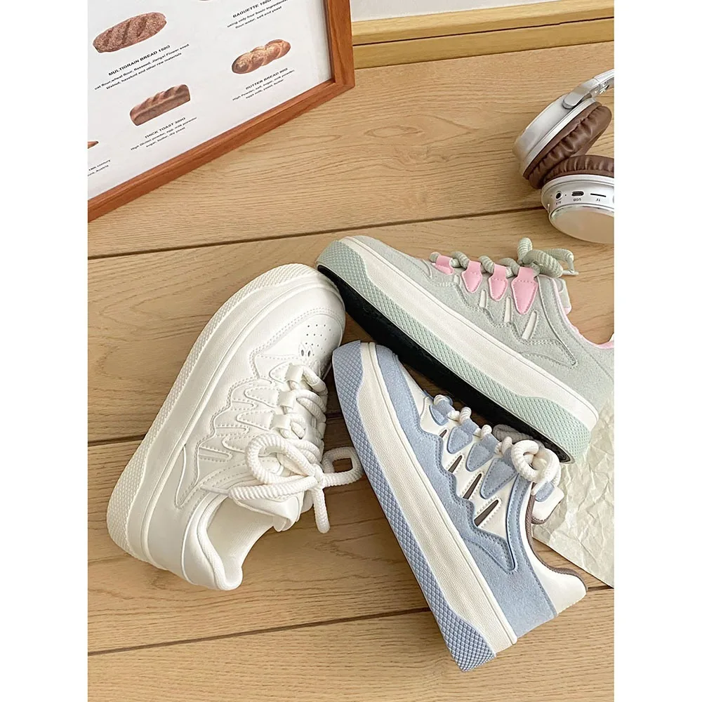 2024 Ins Trendy Customized Thick Sole Retro Women's Sports Shoes Mixed Colors Lacing Comfortable Top Women's Casual Shoes 24-164