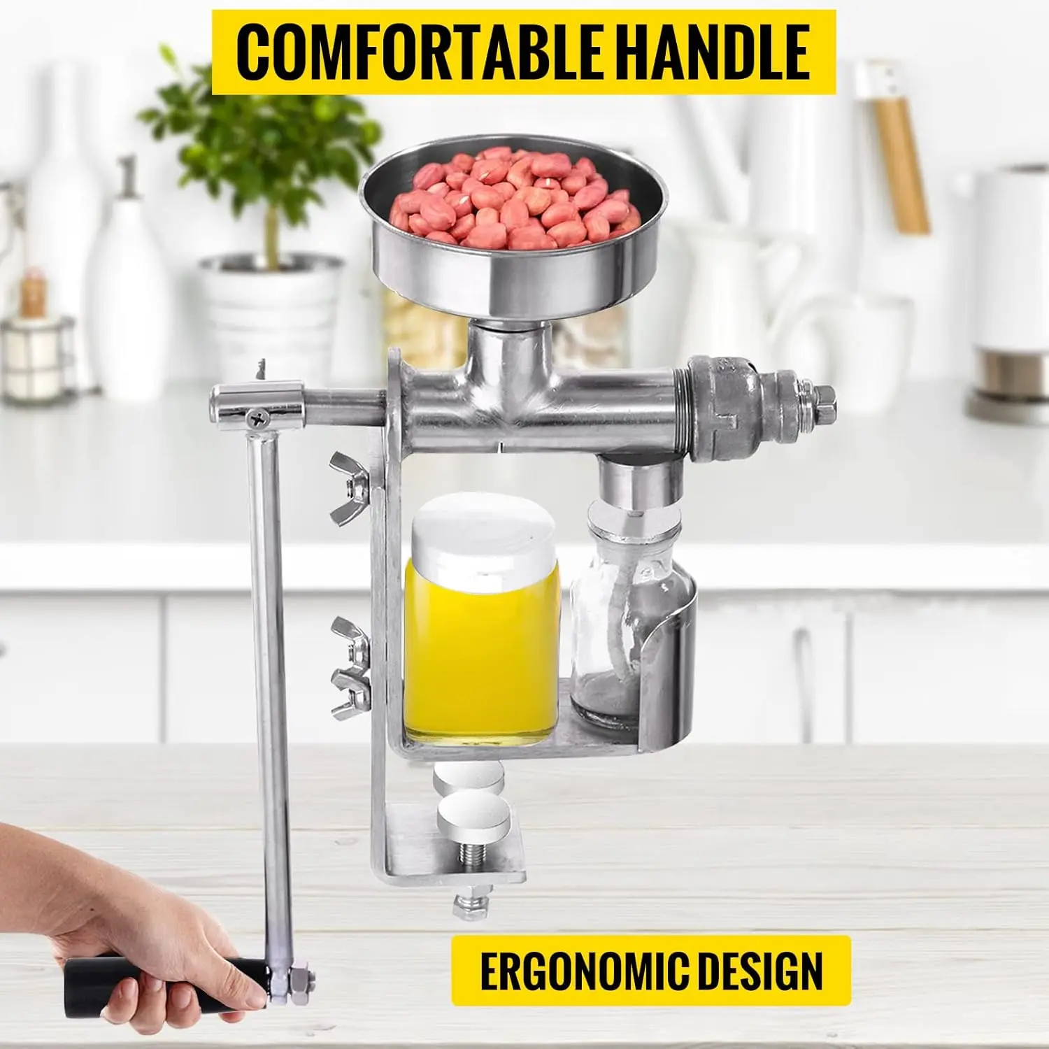Manual Oil Press Stainless Steel Oil Press Machine Nut and Seed Oil Press Household 4