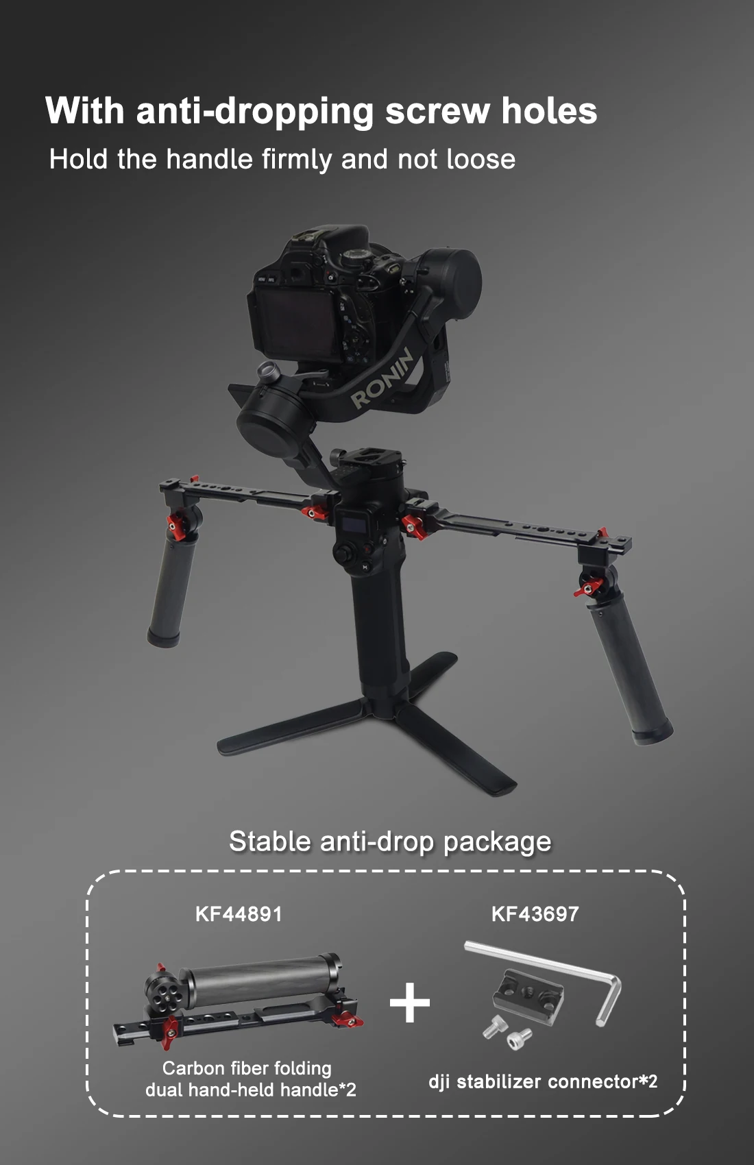 Carbon Fiber L Bracket Handle Grip Foldable Cold Shoe Mount Clamp for Ronin RS3