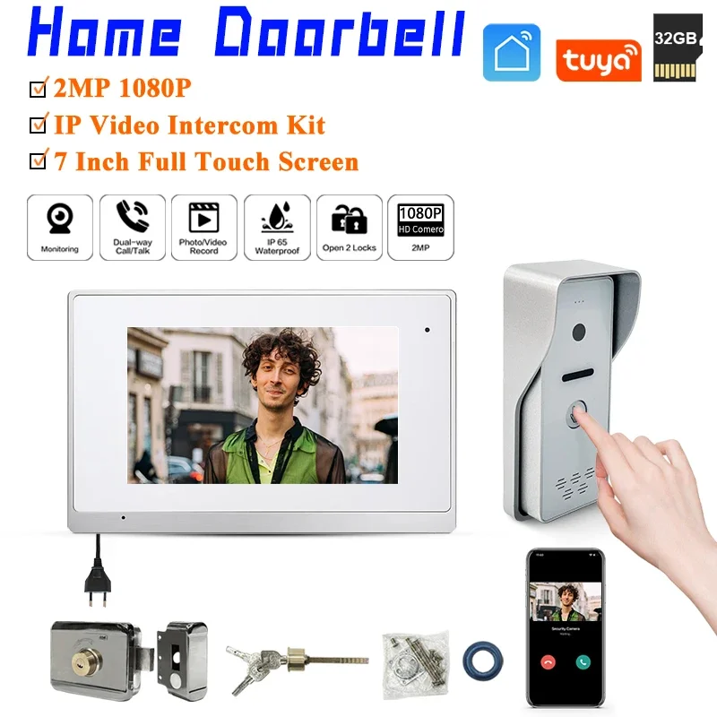 

Popular Wifi Tuya IP System 7 Inch Entry Door Phone Villa or Small Apartment Remote Unlock 2 Doors Intercom Videocitofono