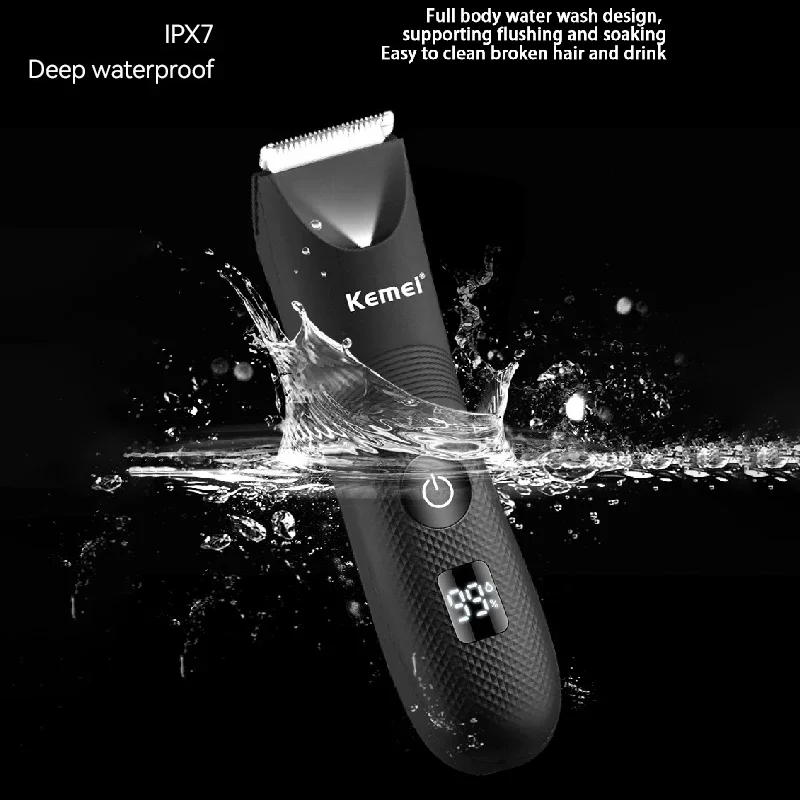 Kemei Groin Body Hair Trimmer Men Women Face Beard Trimer Rechargeable Pubic Ball Shaver Electric Body Groomer Showerproof