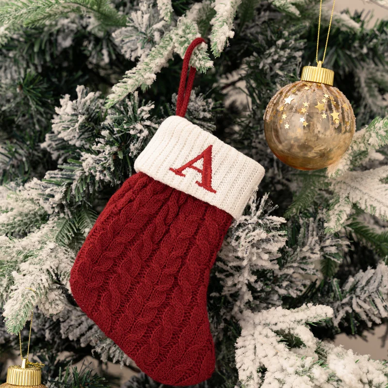 Cute Knitted Christmas Stockings Decor, Creative Letter Xmas Tree Hanging Ornaments, Soft Wool Holiday Socks for Home Decoration - Image 5