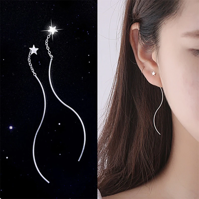 Turavzcc Handmade Long Tassels Star Drop Earrings Wedding Party Earring