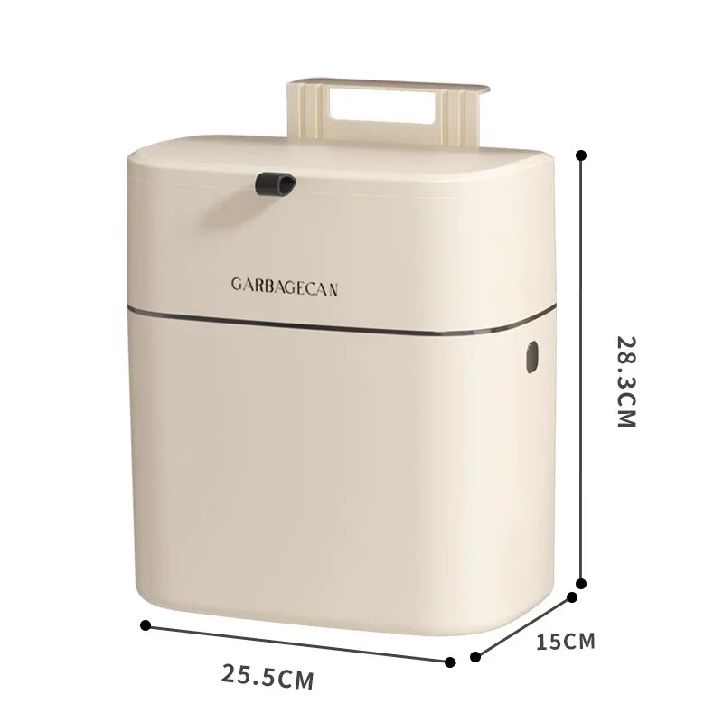 Stylish Hanging Trash Can for Household Toilets-Large Capacity, Square Design, Convenient Clamshell Lid