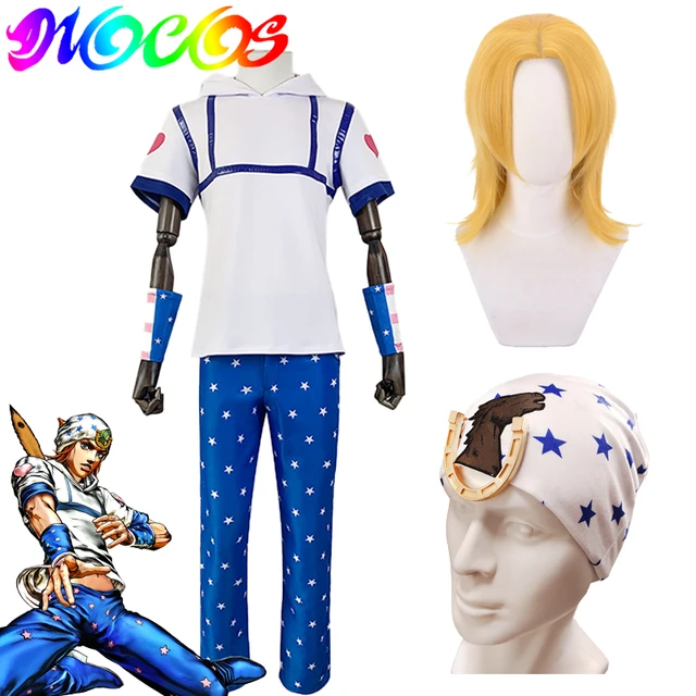 Anime Jo Bizarre Adventure Steel Ball Run Johnny Joestar Cosplay Hat JO  Jonathan Costume scarf Sunscreen Hat with Ornament