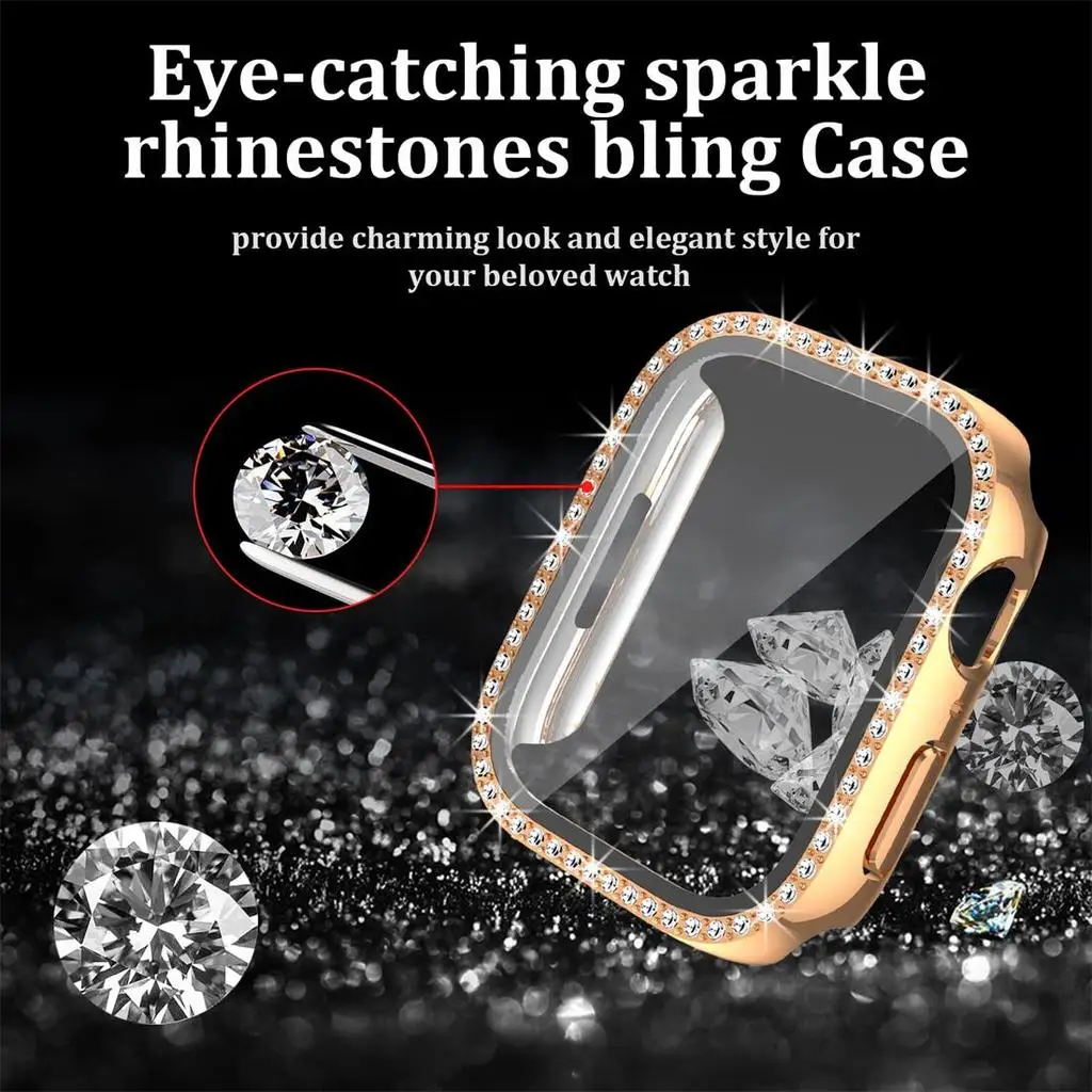 Elegant Diamond Milanese Loop Band with Protective Case - 2-in-1 Watch Accessory