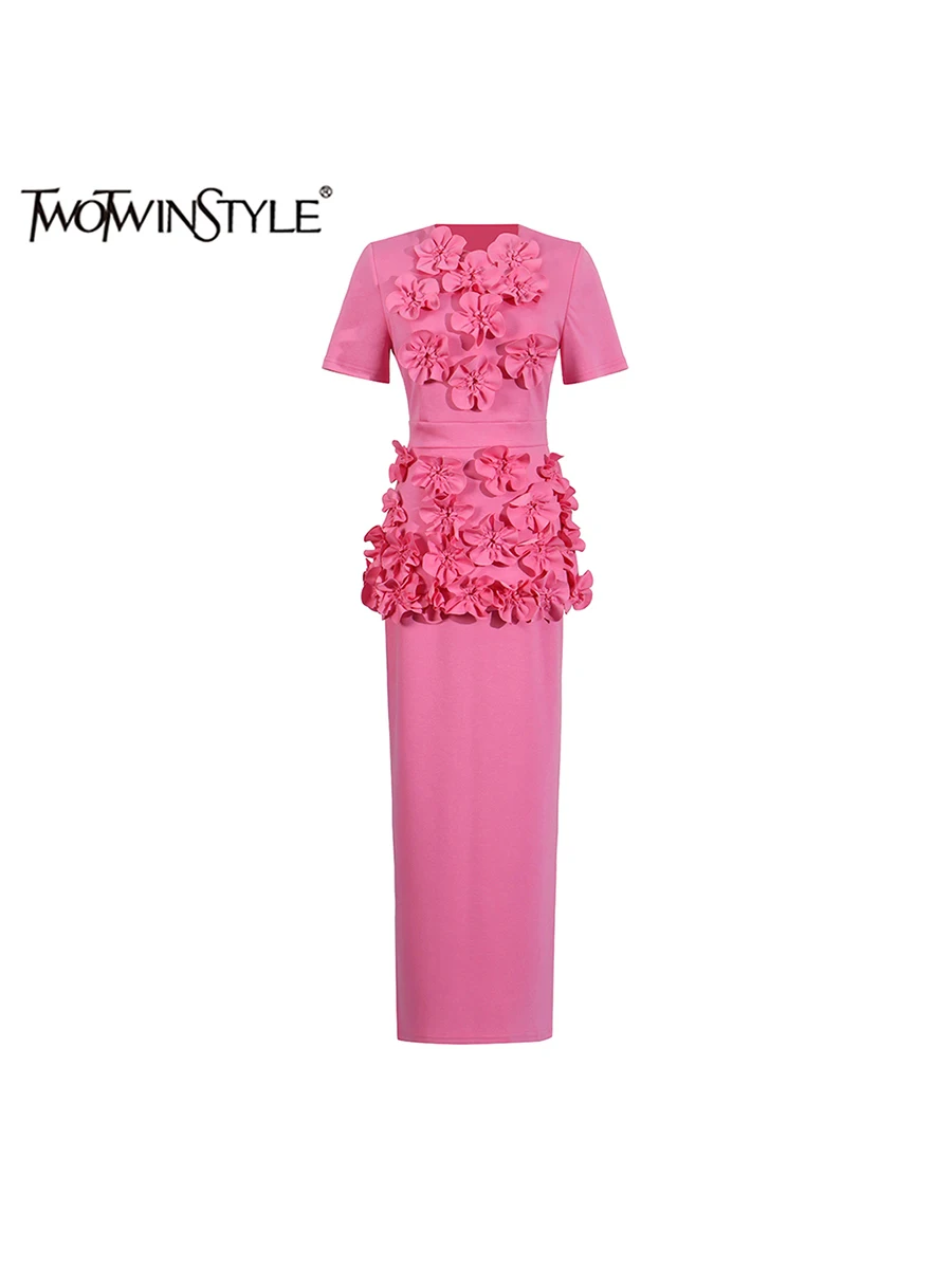 TWOTWINSTYLE Solid Slimming Two Piece Sets for Women V Neck Long Sleeves Patchwork Sequins Top High Waist Pant Fashionset Female