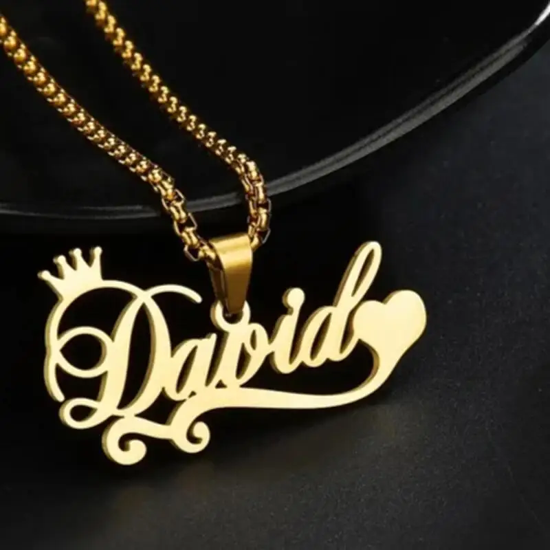 

Stainless Steel Jewelry Customize Double Name Necklace for Women Onlyfans Personalized Zircon Thick Chain Pendant Gift Accessory