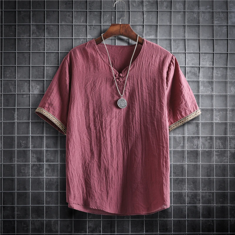 Japanese Style Kimono Men Summer Men Three Quanter Sleeve T-shirt Asian Clothes Traditional Chinese Clothing Japanese New