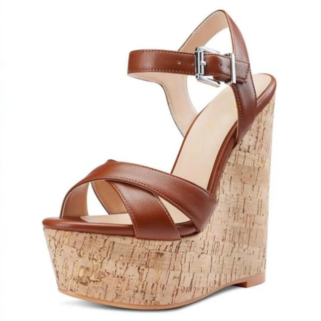 

DIZHUANG shoes Fashion women's high heeled sandals. About 15 cm heel height. Artificial leather. Wedges heeled sandals. Summer