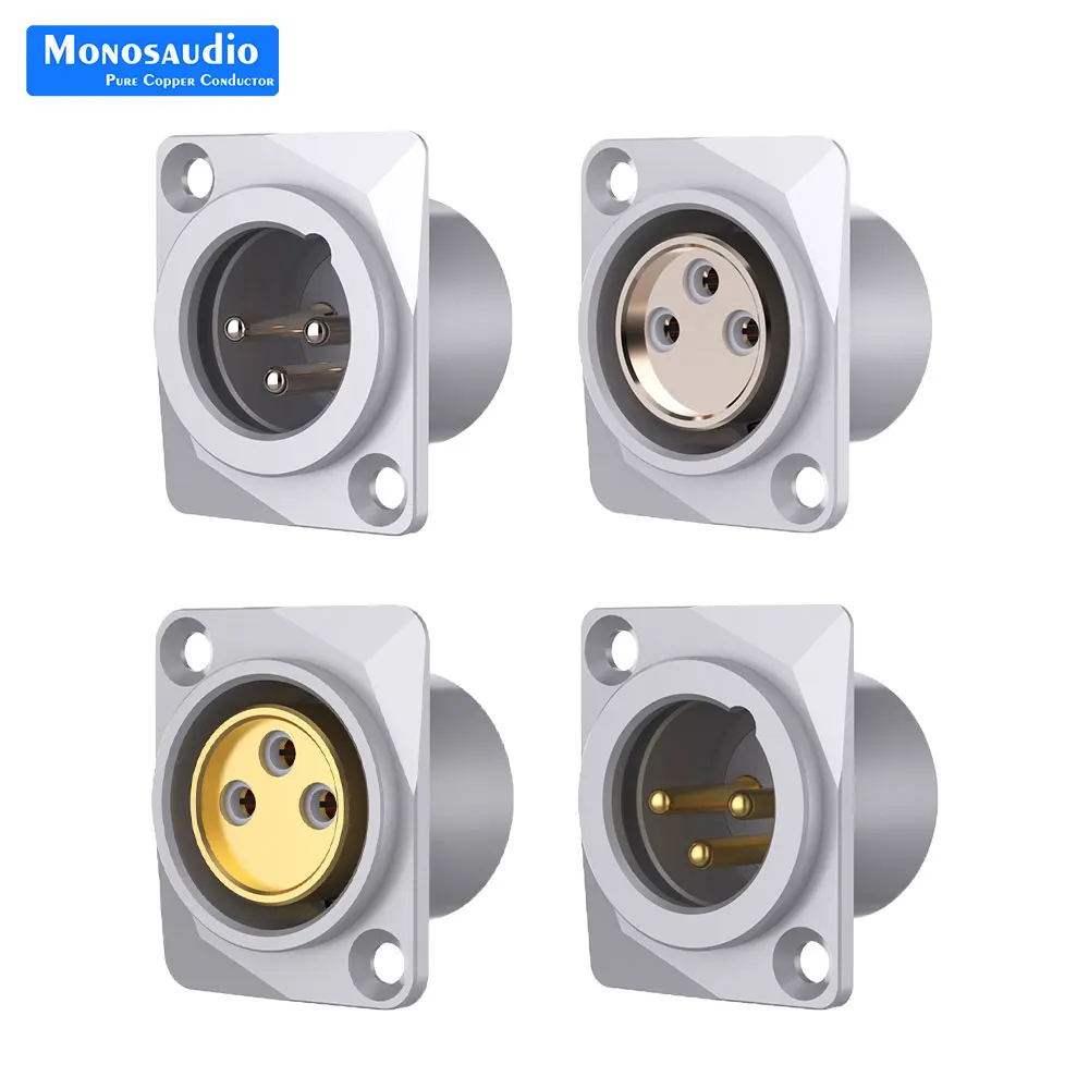 

Monosaudio Pure Copper Gold&Rhodium Plated XLR 3 Pin Male Female Socket Panel SM3 SF3 Mount Chassis Socket Connector Adapter