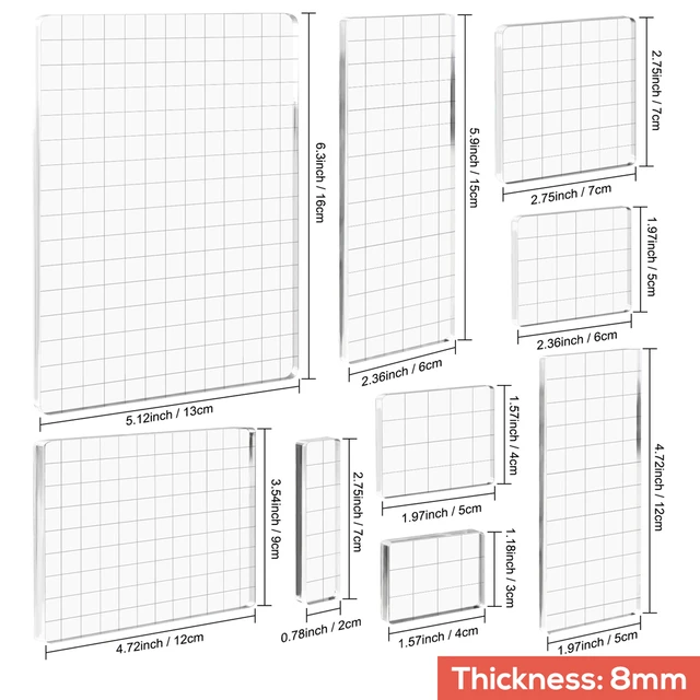 9 Sizes Clear Acrylic Stamp Block for DIY Crafts Card Making