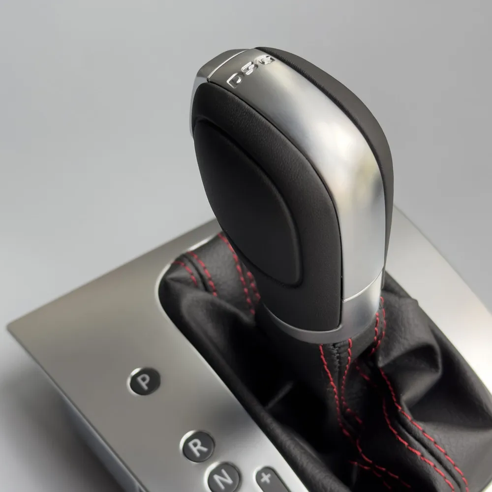 Leather Black Stitching Red Stitches DSG Gear Shift Knob Lever Cover For VW Golf 6 MK6 G T I Je.tta MK6 GLI