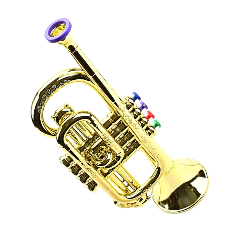 Trompeta para niños Cuerno, niño Trompeta Golden Coated Abs Niños