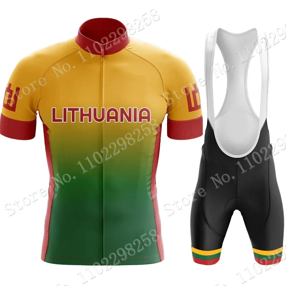2024 Lithuania National Cycling Jersey Set Short Sleeve LTU Cycling Clothing Road Bike Shirts Suit Bicycle Bib Shorts MTB Wear 2