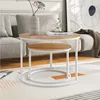 Industrial Round Coffee Table Set of 2 End Table for Living Room,Home Office,Stacking Side Tables,Wood Look Accent Furniture 3